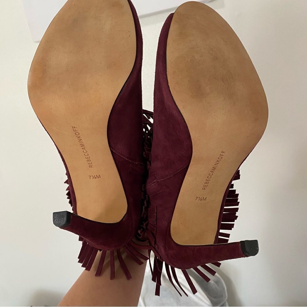 REBECCA MINKOFF Rio Suede Fringe Open toe Booties - Picture 7 of 9